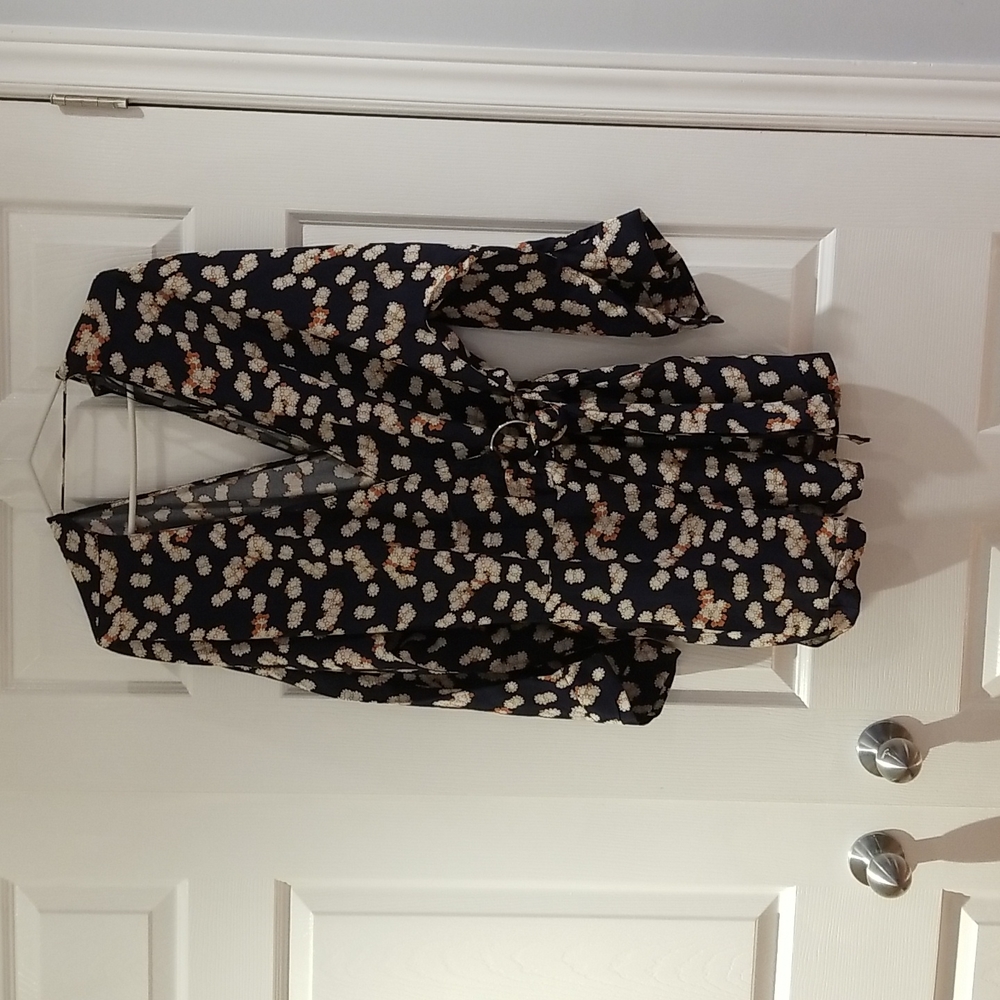 ZARA Ramper drak blue with cream and orange flowers
